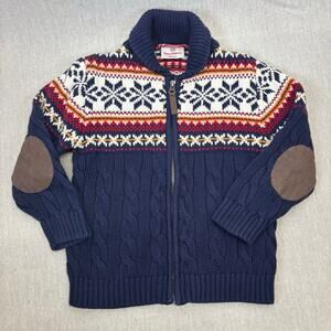 Hanna Andersson Fair Isle navy sweater patch elbow size 100 (US 4)‎ HA